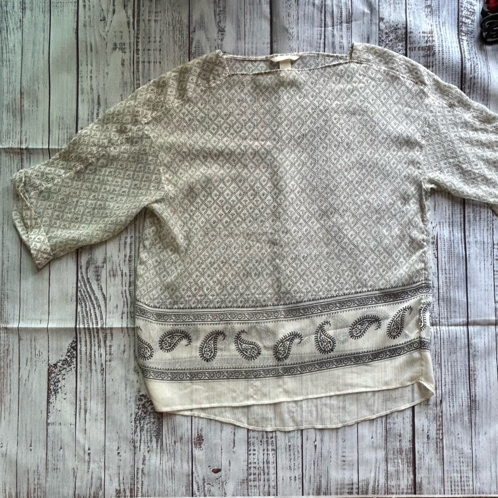 H&M Sheer White & Black Blouse